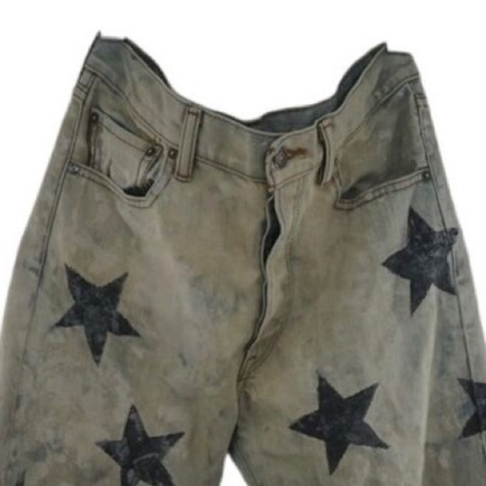 ❤️ LEVI’S ❤️ COLLECTION EXTREMELY RARE CUSTOM STAR PATTERNED DESIGN JEANS (NWOT) - Picture 2 of 9